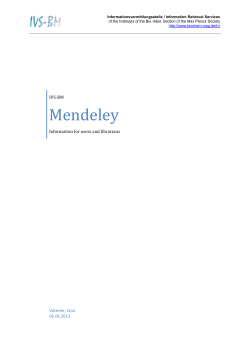 Mendeley - Max-Planck-Institut f&uuml;r Biochemie