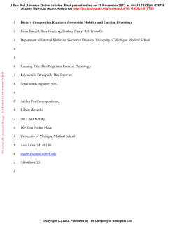 Dietary Composition Regulates Drosophila Mobility and Cardiac
