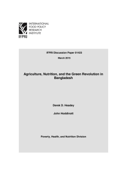 Agriculture, Nutrition, and the Green Revolution in Bangladesh