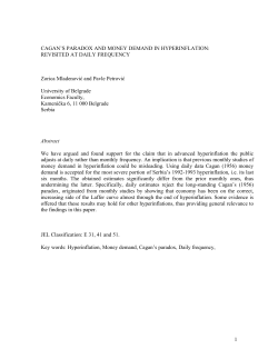 1 CAGAN`S PARADOX AND MONEY DEMAND IN HYPERINFLATION