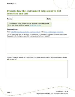 Activity 7.5a: Describe how the environment helps children feel