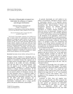 Diversity of diazotrophs in tropical rice field under the influence of