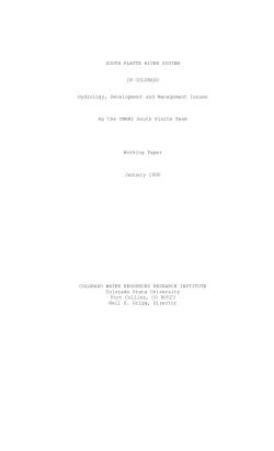 SOUTH PLATTE RIVER SYSTEM IN COLORADO Hydrology