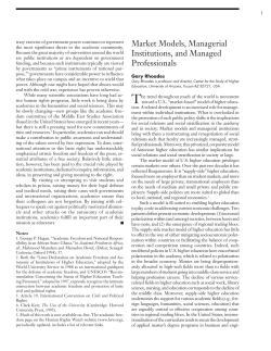 Market Models, Managerial Institutions, and Managed Professionals