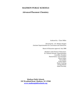 MADISON PUBLIC SCHOOLS Advanced Placement Chemistry