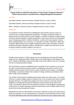 1 Energy Profiles and Nutrition Information in Food Product
