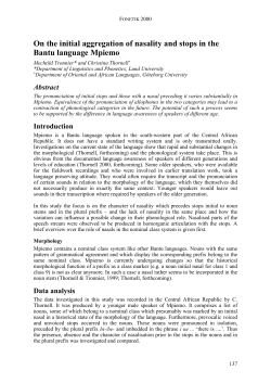 On the initial aggregation of nasality and stops in the Bantu