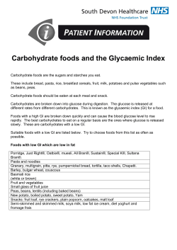 Carbohydrate foods and the Glycaemic Index