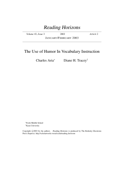 The Use of Humor In Vocabulary Instruction