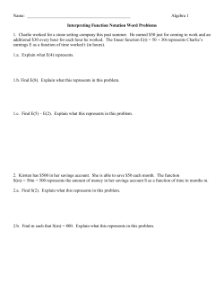 Algebra 1 Interpreting Function Notation Word Problems 1. Charlie