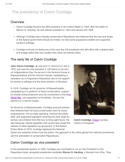 The presidency of Calvin Coolidge