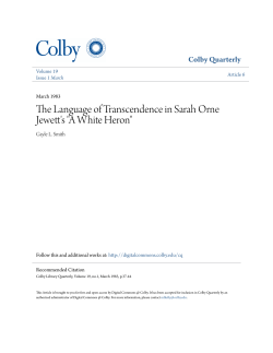 The Language of Transcendence in Sarah Orne Jewett`s "A White