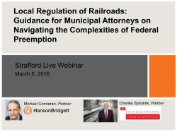 Local Regulation of Railroads: Guidance for Municipal Attorneys on