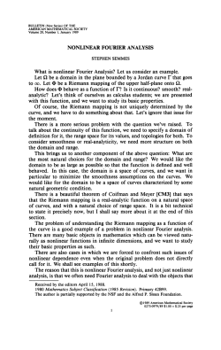 NONLINEAR FOURIER ANALYSIS What is