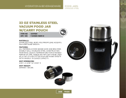 33 OZ STAINLESS STEEL VACUUM FOOD JAR W/CARRY POUCH