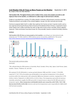 Cold Weather Kills 20 Times as Many People as Hot Weather