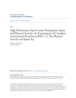 High Performance Sport versus Participatory Sport and Physical
