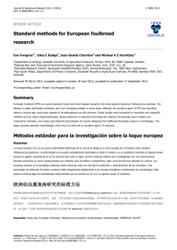 Standard methods for European foulbrood research M&eacute;todos