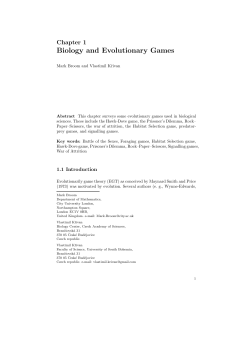 Biology and Evolutionary Games - City, University of London