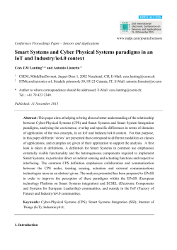 Smart Systems and Cyber Physical Systems paradigms in an IoT and