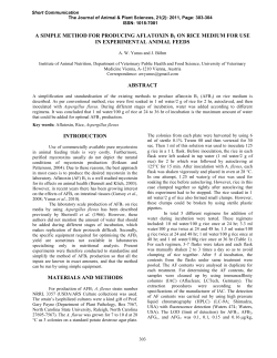 a simple method for producing aflatoxin b1 on rice medium for use in