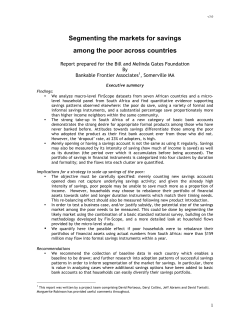 Segmenting the Markets for Savings among the Poor Across Countries