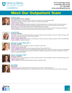 Meet Our Outpatient Team - Spaulding Rehabilitation Network