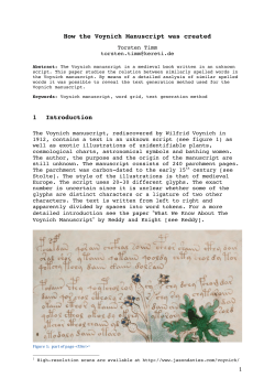 How the Voynich Manuscript was created 1 Introduction