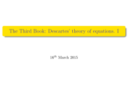 The Third Book: Descartes` theory of equations. I