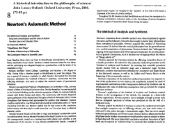 Newton`s Axiomatic Method - Centre for the Study of Culture and