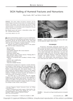 SIGN Nailing of Humeral Fractures and Nonunions