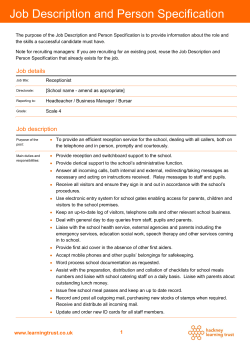 Job Description and Person Specification