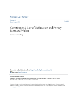 Constitutional Law of Defamation and Privacy Butts and Walker
