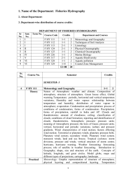 1. Name of the Department: Fisheries Hydrography