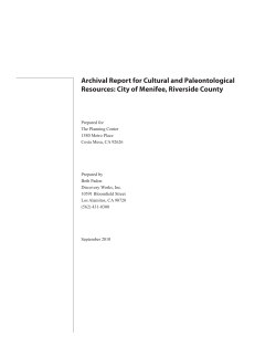 Archival Report for Cultural and Paleontological
