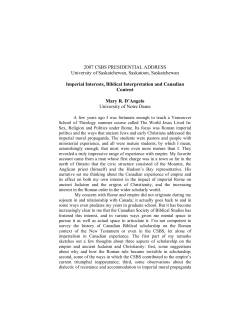 2007 Presidential Address - Canadian Society of Biblical Studies