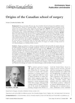 Origins of the Canadian school of surgery