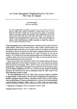 An Arab Segregated Neighborhood in Tel&middot;A viv: The Case of Adjami