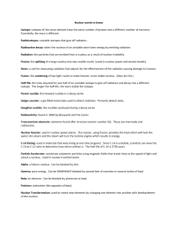 Nuclear words to know: Isotope: isotopes of the same element have