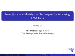 New Statistical Models and Techniques for Analyzing EMA Data