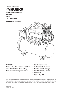 Owner`s Manual AIR COMPRESSOR 3-gallon 1 HP