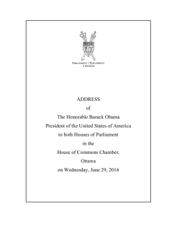 ADDRESS of The Honorable Barack Obama President of the United