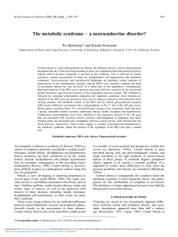 The metabolic syndrome &mdash; a neuroendocrine disorder?