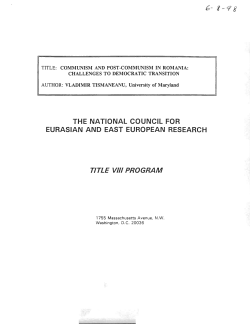 Communism and Post-Communism in Romania