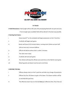 7v7 RULES 1 Field Dimensions: Field Length will be 100 yards: 80