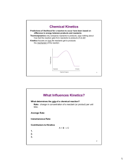 Chemical Kinetics What Influences Kinetics?