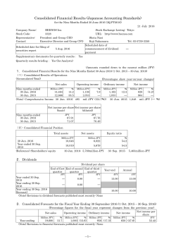 Consolidated Financial Results (Japanese Accounting