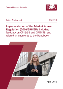 Implementation of the Market Abuse Regulation