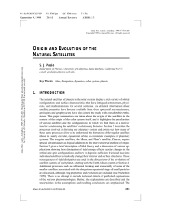 origin and evolution of the natural satellites