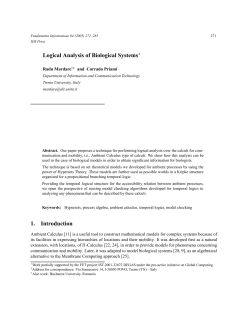 Logical Analysis of Biological Systems 1. Introduction